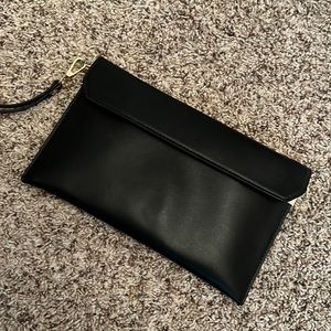 Black Clutch/Wristlet bag with gold detachable chain strap